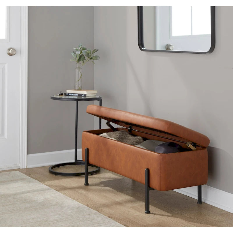 Silver Orchid Galotti Storage Bench with Flip-Top Lid