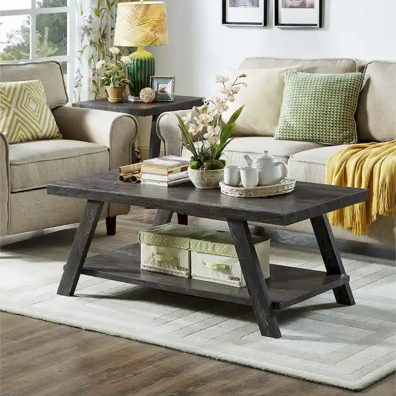 Roundhill Furniture Athens Contemporary 3-pc. Replicated Wood Shelf Table Set