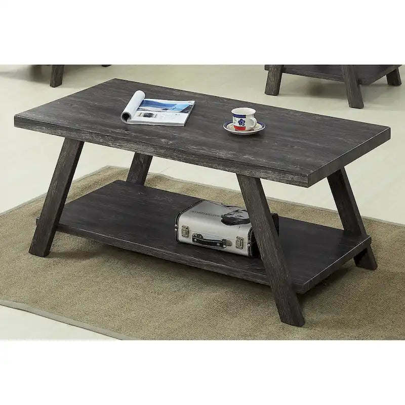 Roundhill Furniture Athens Contemporary 3-pc. Replicated Wood Shelf Table Set