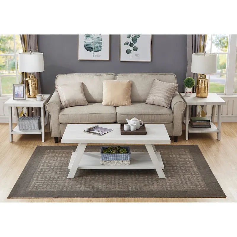 Roundhill Furniture Athens Contemporary 3-pc. Replicated Wood Shelf Table Set