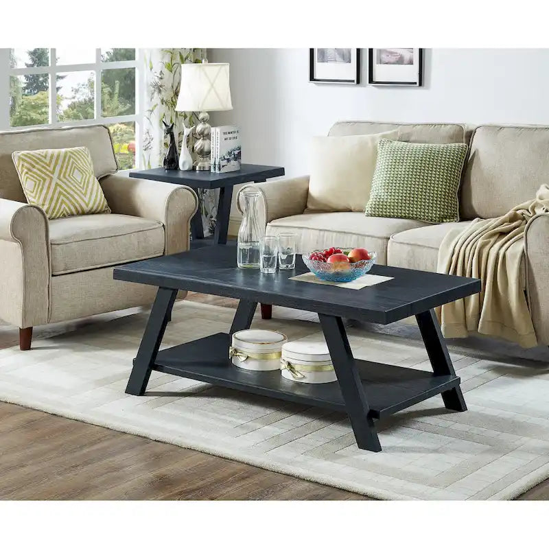 Roundhill Furniture Athens Contemporary 3-pc. Replicated Wood Shelf Table Set