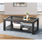 Cordero Wood and Glass Top 48-Inch Wide Coffee Table with Shelf Storage