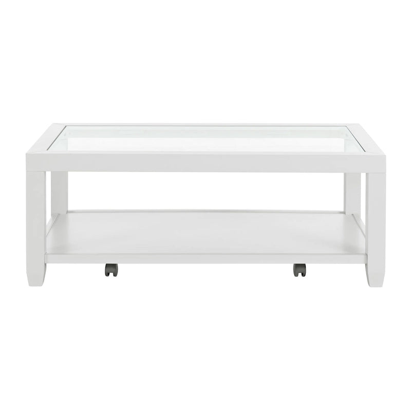 Cordero Wood and Glass Top 48-Inch Wide Coffee Table with Shelf Storage