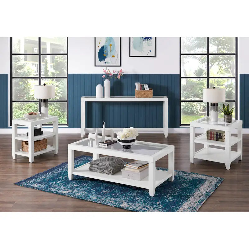 Cordero Wood and Glass Top 48-Inch Wide Coffee Table with Shelf Storage