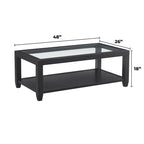 Cordero Wood and Glass Top 48-Inch Wide Coffee Table with Shelf Storage