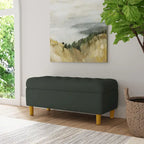 HomePop Button Tufted Top Storage Bench with Wood Legs