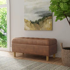 HomePop Button Tufted Top Storage Bench with Wood Legs