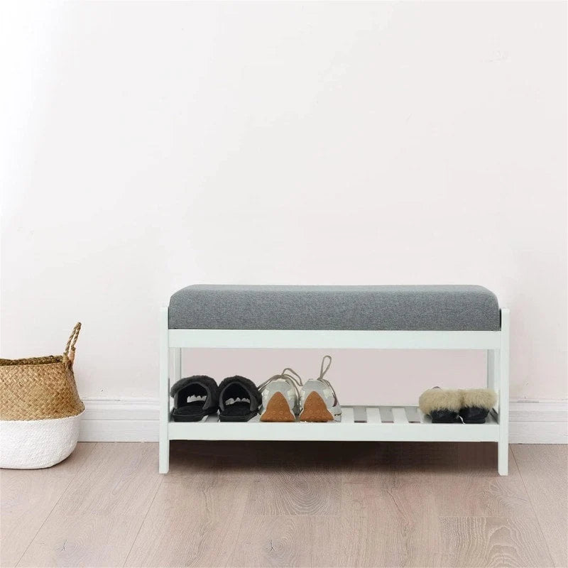 Wood Shoe Bench - 13.4 D x 32.9 W x 15.8 H