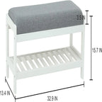 Wood Shoe Bench - 13.4 D x 32.9 W x 15.8 H