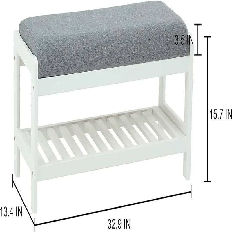 Wood Shoe Bench - 13.4 D x 32.9 W x 15.8 H