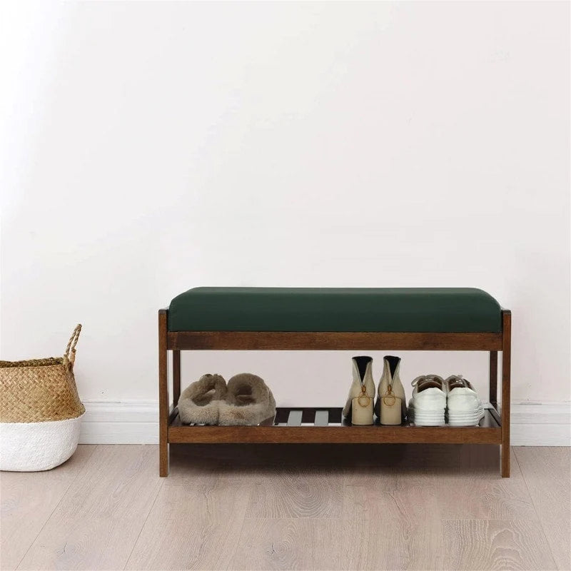 Wood Shoe Bench - 13.4 D x 32.9 W x 15.8 H