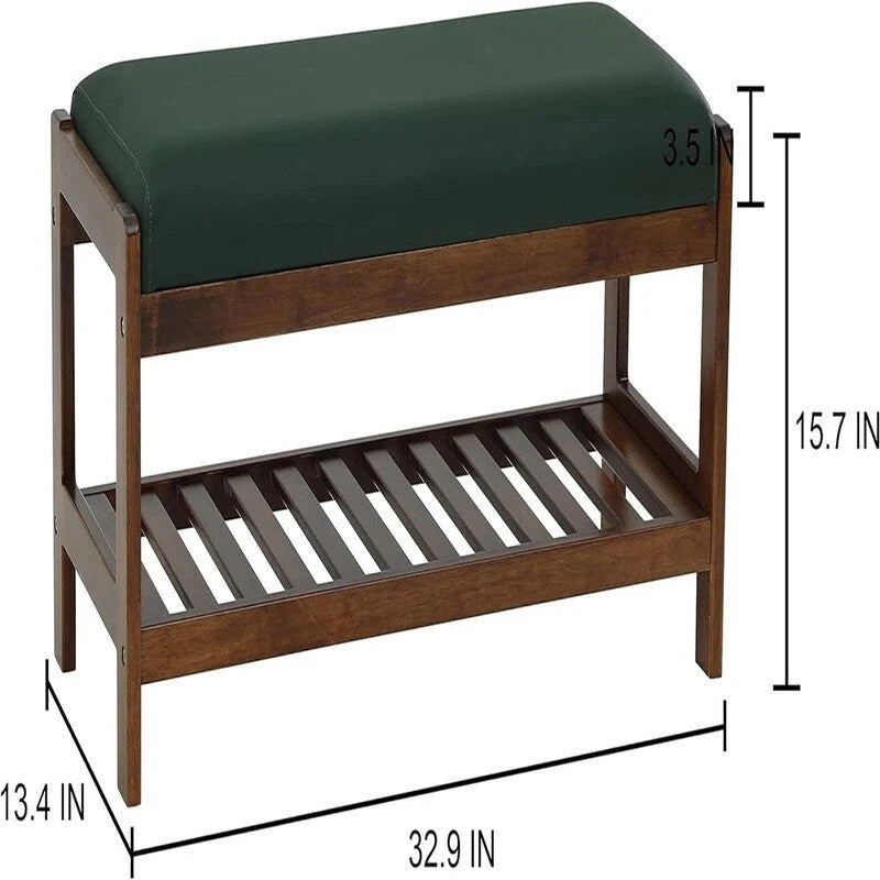 Wood Shoe Bench - 13.4 D x 32.9 W x 15.8 H