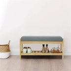 Wood Shoe Bench - 13.4 D x 32.9 W x 15.8 H
