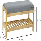 Wood Shoe Bench - 13.4 D x 32.9 W x 15.8 H