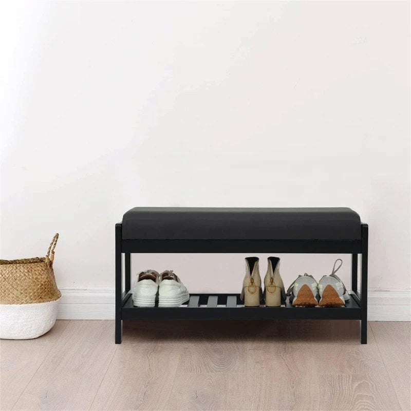 Wood Shoe Bench - 13.4 D x 32.9 W x 15.8 H