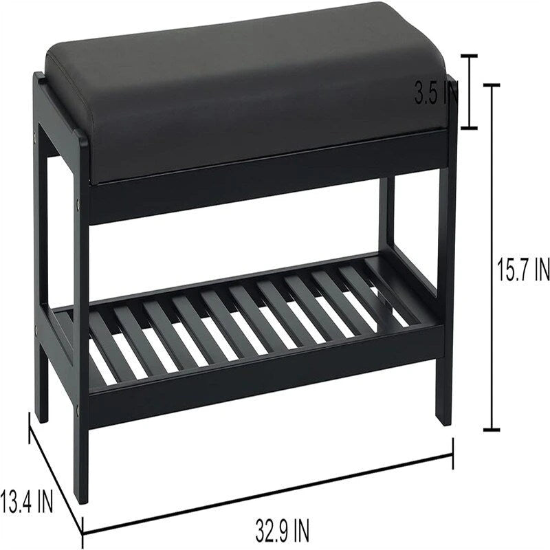 Wood Shoe Bench - 13.4 D x 32.9 W x 15.8 H