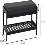 Wood Shoe Bench - 13.4 D x 32.9 W x 15.8 H