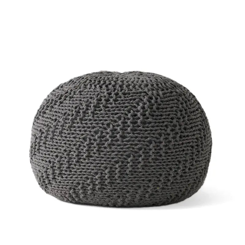 Barwick Indoor And Outdoor Knitted Round Pouf by Christopher Knight Home
