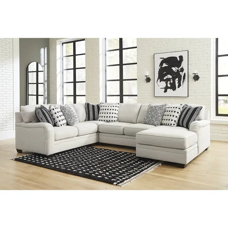 Signature Design by Ashley Huntsworth Dove Gray 4-Piece Sectional with Chaise - 128 W x 99 D x 38 H