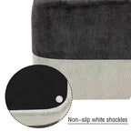 Adeco Square Fabric Ottoman Two-Color Stitching Footrest Stool