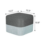 Adeco Square Fabric Ottoman Two-Color Stitching Footrest Stool