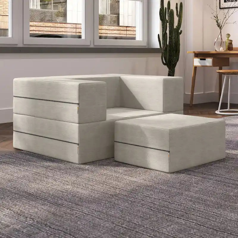 Jaxx Zipline Convertible Sleeper Chair and Ottoman/ Twin-size Bed