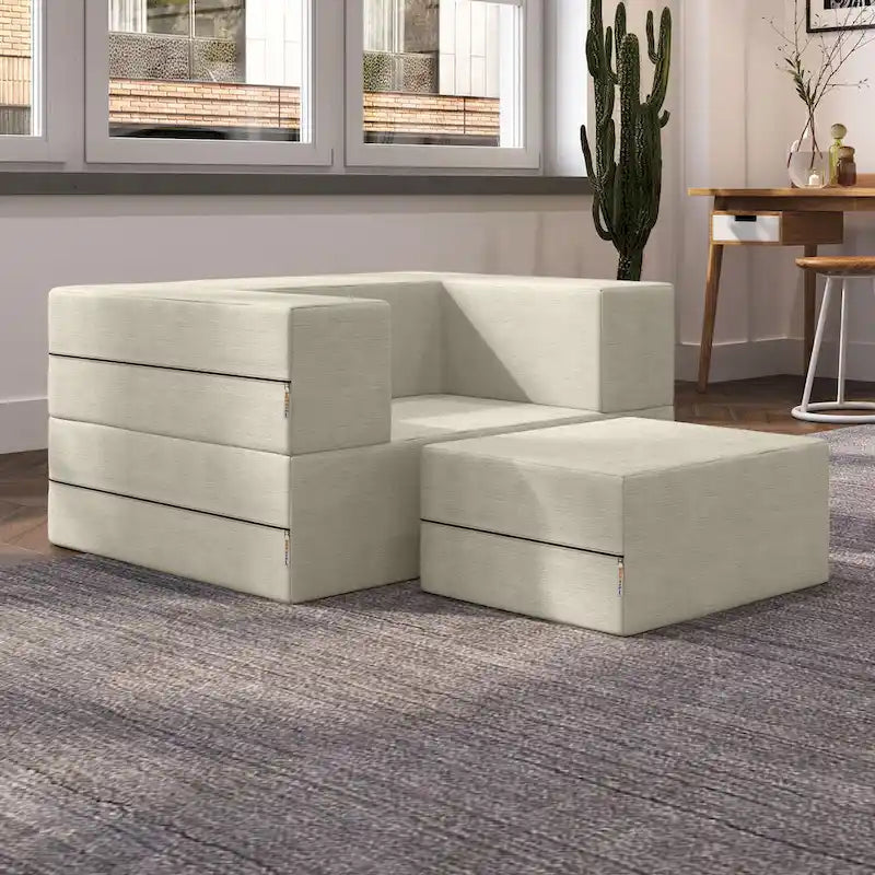 Jaxx Zipline Convertible Sleeper Chair and Ottoman/ Twin-size Bed