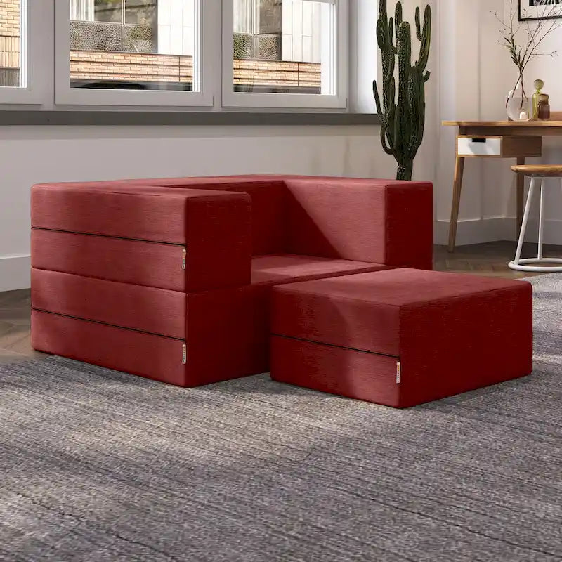 Jaxx Zipline Convertible Sleeper Chair and Ottoman/ Twin-size Bed