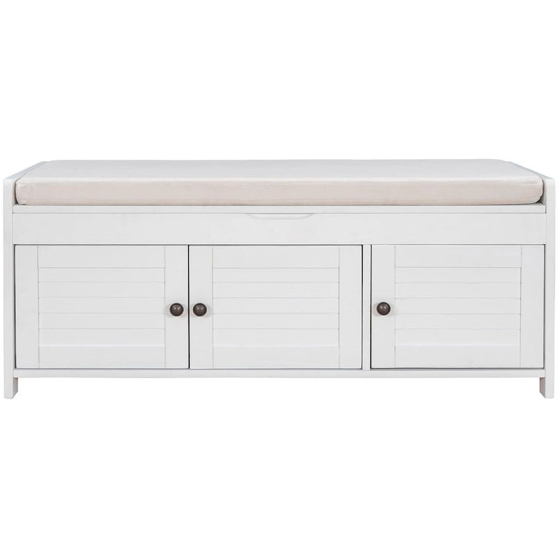 3-drawer Wooden Storage Bench with Cushion