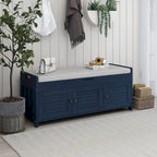 3-drawer Wooden Storage Bench with Cushion
