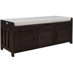 3-drawer Wooden Storage Bench with Cushion