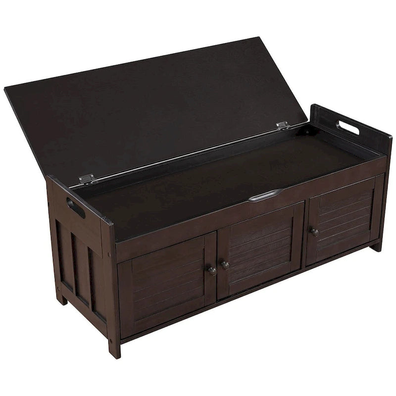 3-drawer Wooden Storage Bench with Cushion