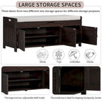 3-drawer Wooden Storage Bench with Cushion