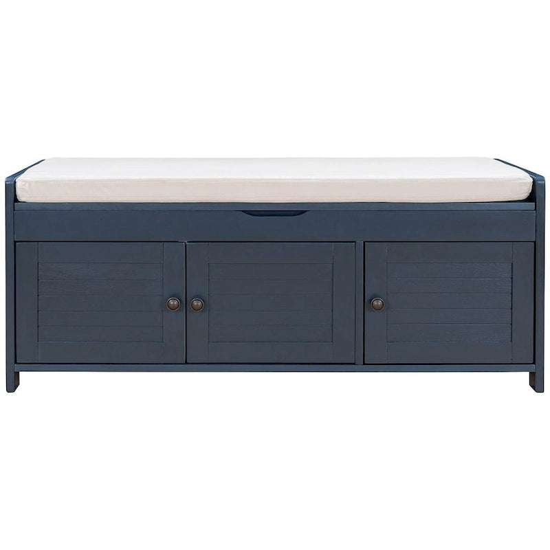 3-drawer Wooden Storage Bench with Cushion