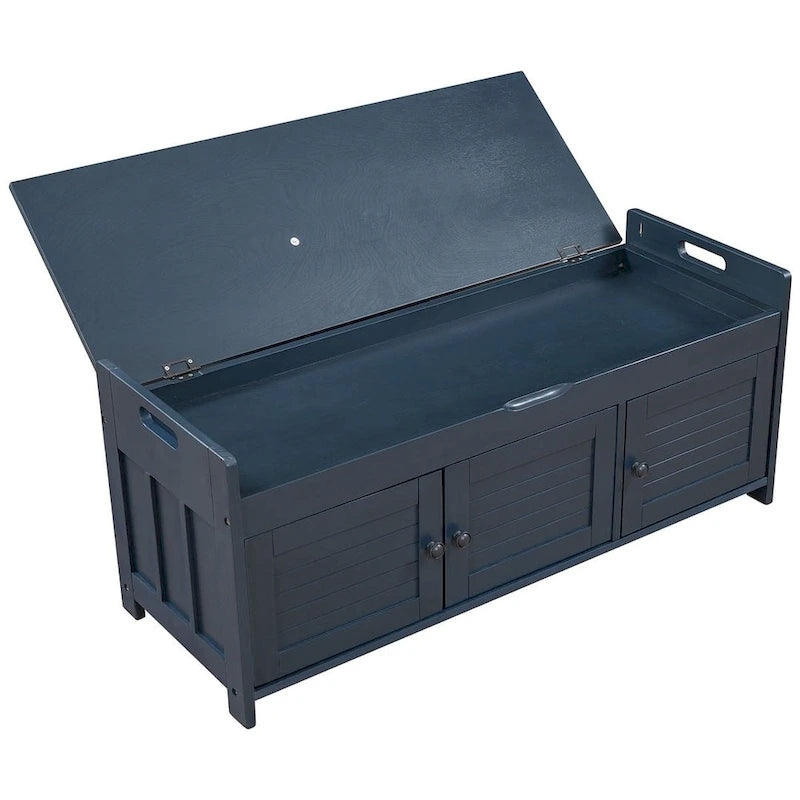 3-drawer Wooden Storage Bench with Cushion