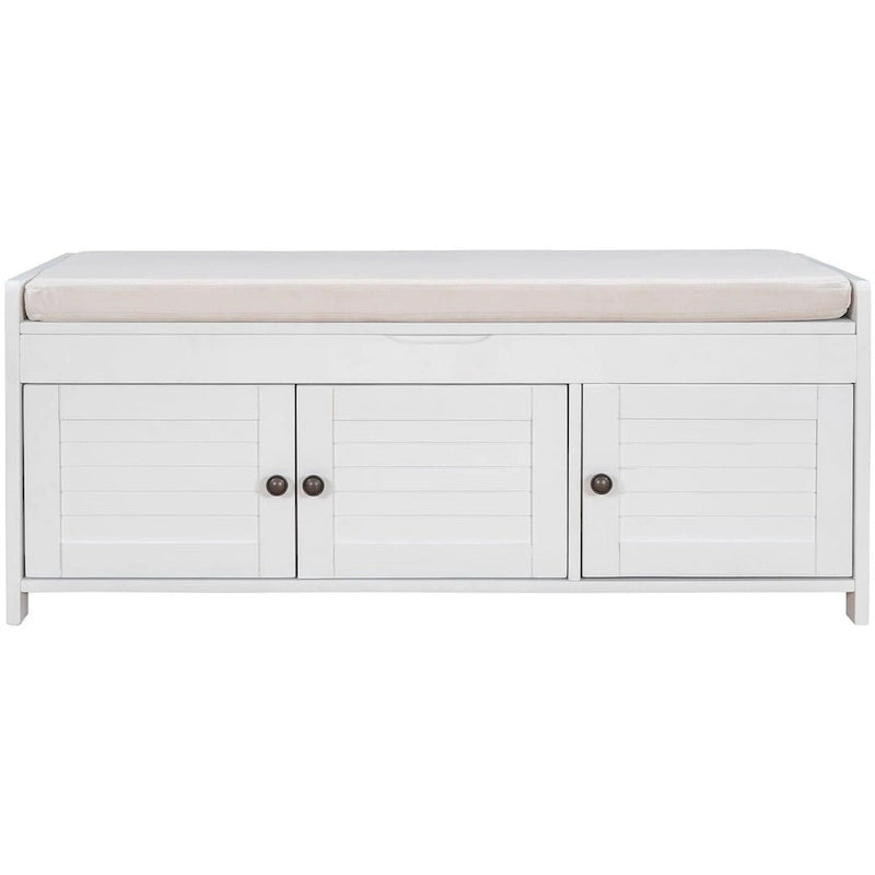 3-drawer Wooden Storage Bench with Cushion