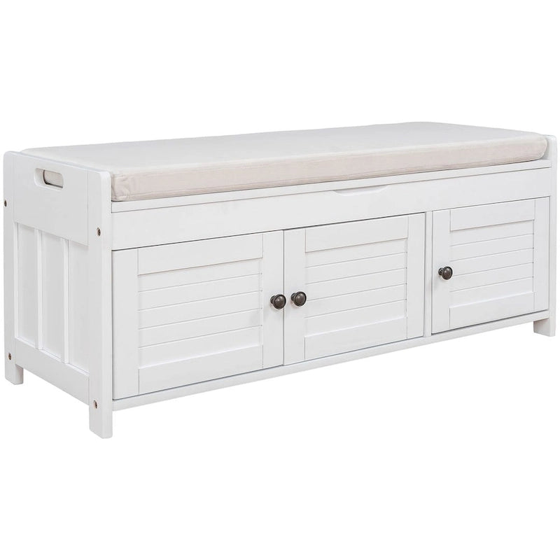 3-drawer Wooden Storage Bench with Cushion