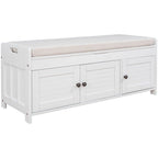 3-drawer Wooden Storage Bench with Cushion