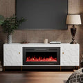 Clihome High Gloss Storage 70  TV Stand with 36  Electric Fireplace