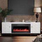 Clihome High Gloss Storage 70  TV Stand with 36  Electric Fireplace