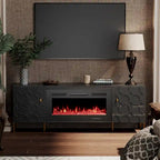 Clihome High Gloss Storage 70  TV Stand with 36  Electric Fireplace