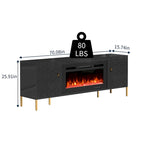 Clihome High Gloss Storage 70  TV Stand with 36  Electric Fireplace