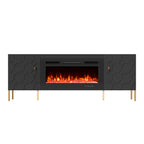 Clihome High Gloss Storage 70  TV Stand with 36  Electric Fireplace