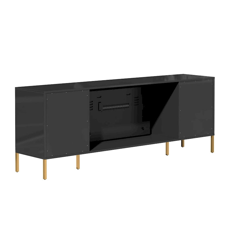 Clihome High Gloss Storage 70  TV Stand with 36  Electric Fireplace