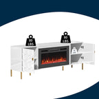 Clihome High Gloss Storage 70  TV Stand with 36  Electric Fireplace