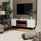 Clihome High Gloss Storage 70  TV Stand with 36  Electric Fireplace