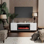Clihome High Gloss Storage 70  TV Stand with 36  Electric Fireplace