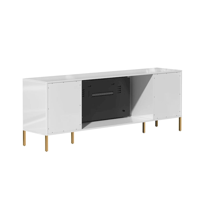 Clihome High Gloss Storage 70  TV Stand with 36  Electric Fireplace