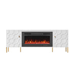 Clihome High Gloss Storage 70  TV Stand with 36  Electric Fireplace