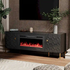 Clihome High Gloss Storage 70  TV Stand with 36  Electric Fireplace